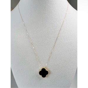 18k Real Solid Gold Dainty Clover Necklace , AU750 Stamped